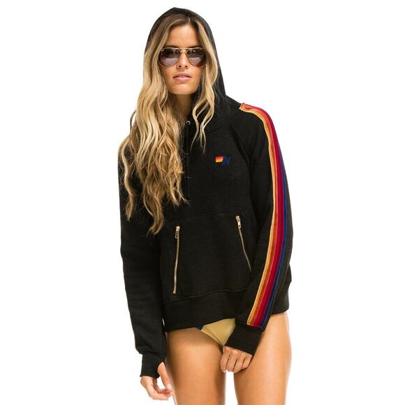 Aviator Nation Rainbow Velvet Stripe Ninja Hoodie Sz XS w/ Thumb Holes | RARE!! - Picture 8 of 15
